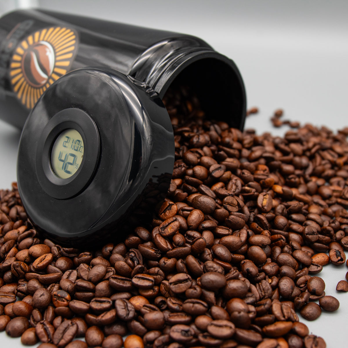 Kaffee Aufbewahrungsglas 1000 ml aus Violettglas – Aromadose mit Hygrometer & Thermometer – luftdicht mit Dichtung – UV-Schutz für Kaffeebohnen & Espresso